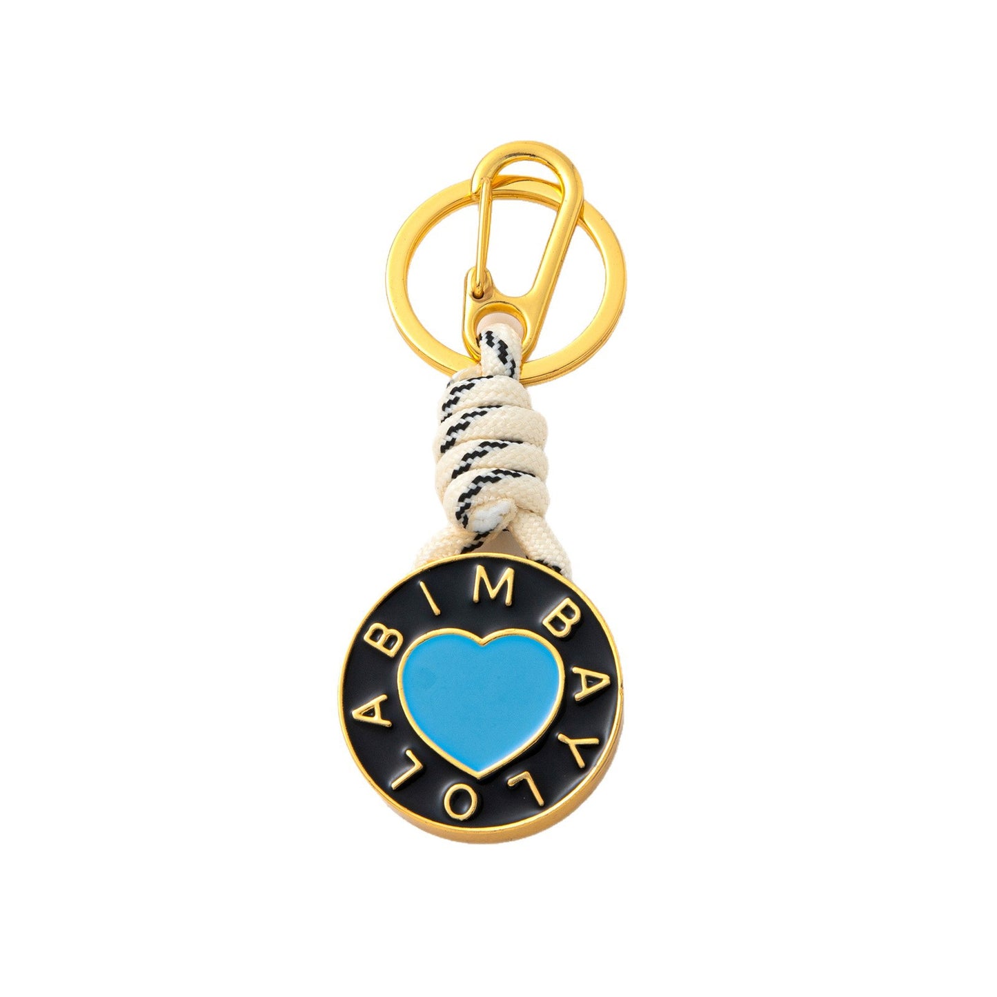 Minimalist Plated Alloy Letter Heart Round Keychain Charm Bar for Women