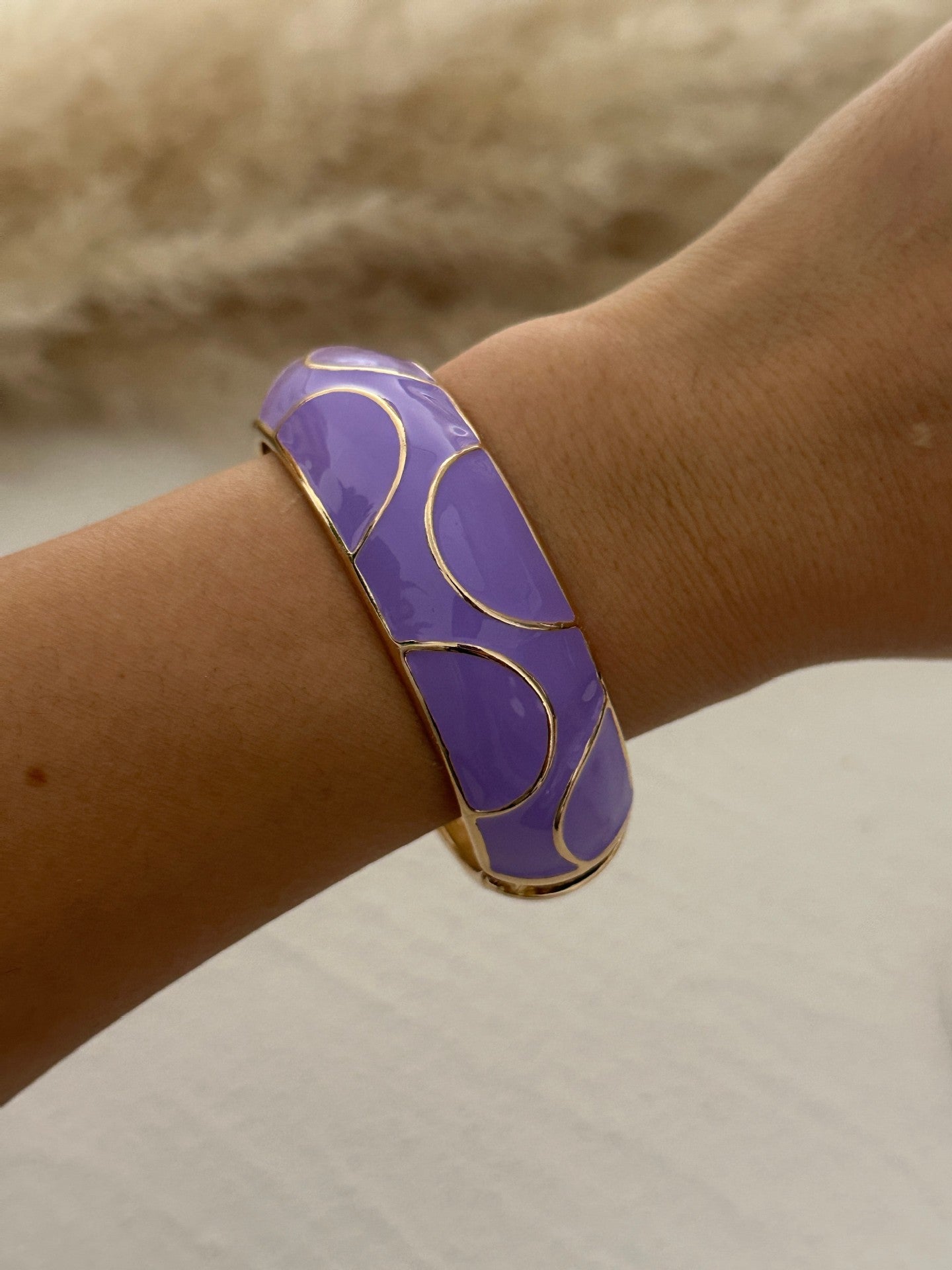 Bracciale Elastico Aperto Geometrico in Lega Placcata ad Olio Sgocciolante Boemo Colorato
