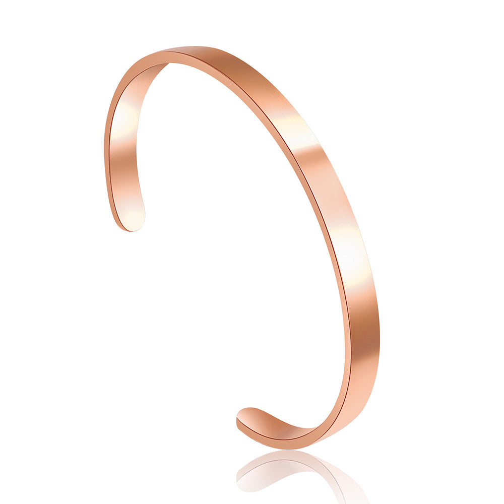 Adjustable C-Shape Geometric Round Titanium Steel Plated Bracelet for Men and Women