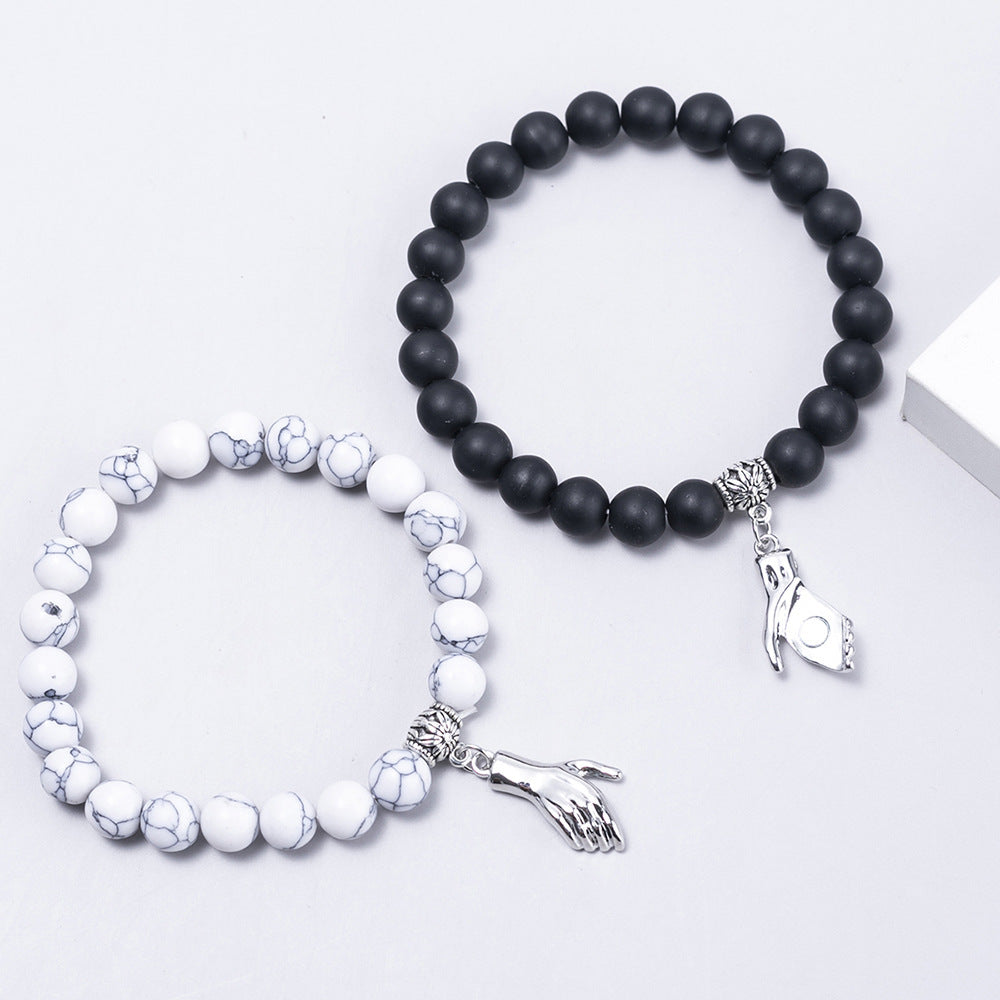 Minimalist Heart Agate Plated Bracelet Set for Unisex
