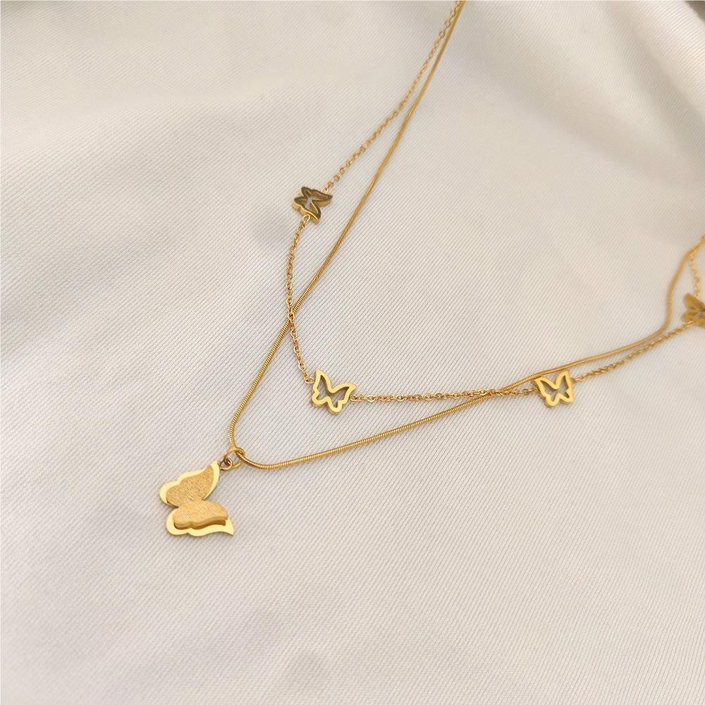 Minimalist Butterfly Titanium Steel Necklace for Women