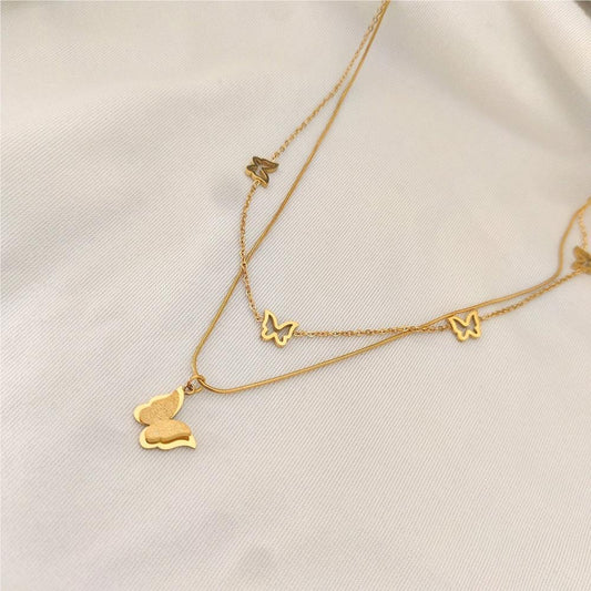 Minimalist Butterfly Titanium Steel Necklace for Women