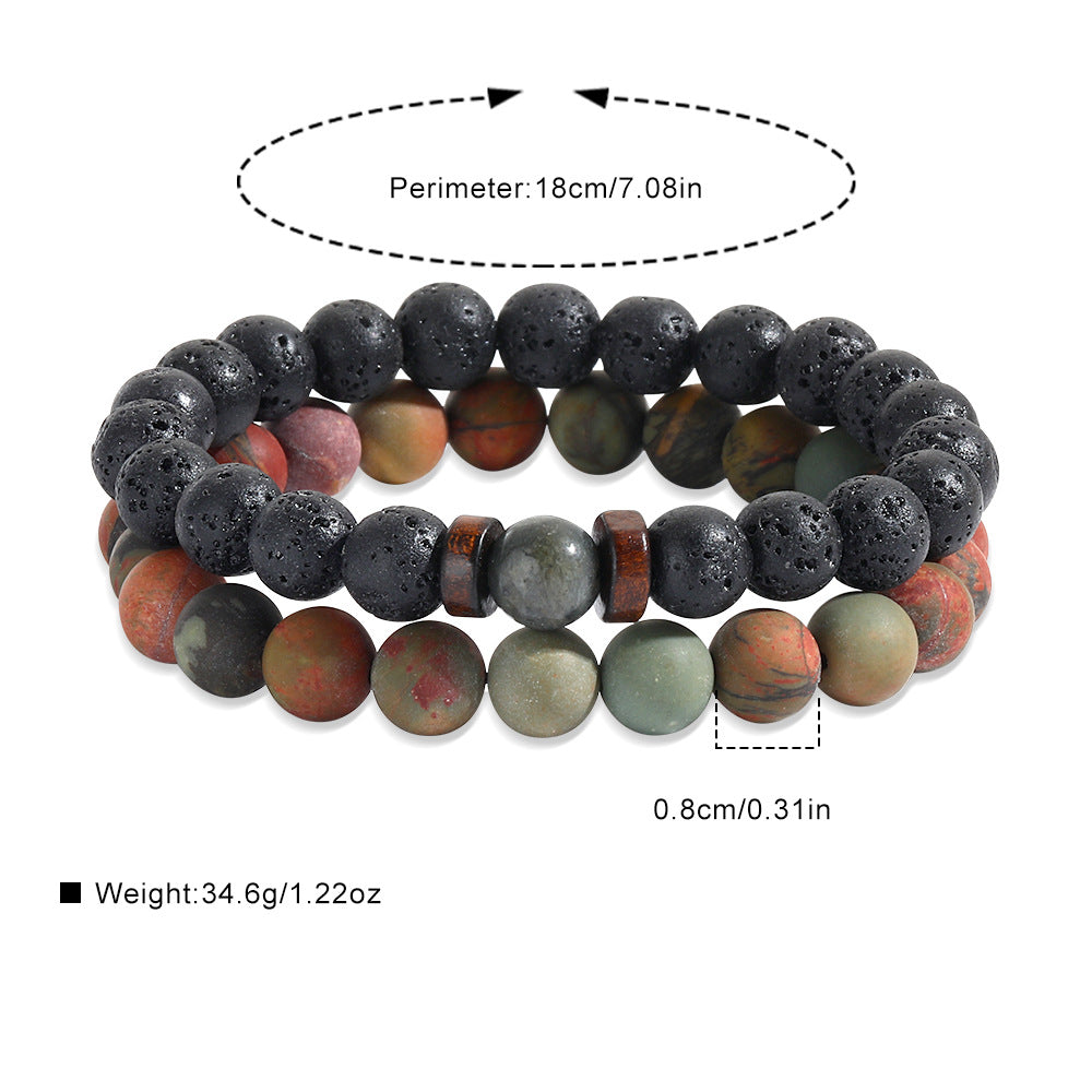 Vintage Geometric Round Stone Handmade Bracelet for Men and Women