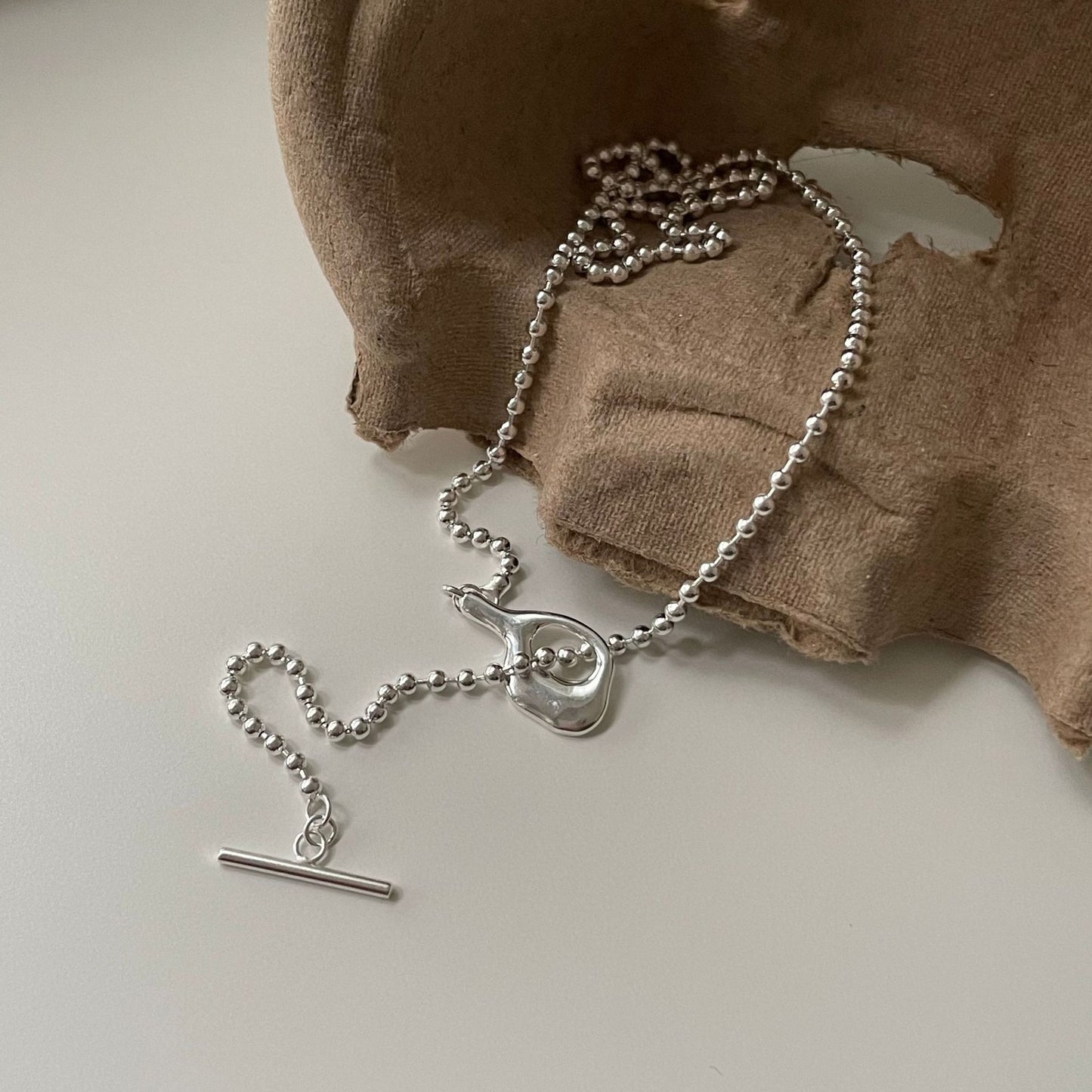 Collana minimalist in argento sterling 925 a catena con sfere geometriche da donna