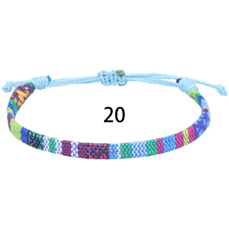 Bohemian Rainbow Braided Cotton Linen Anklet Unisex Adjustable Foot Jewelry