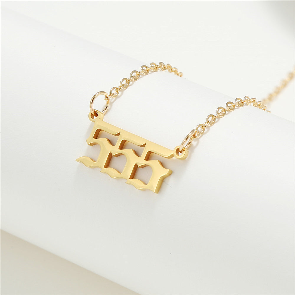 Number Stainless Steel Plated Alloy Pendant Box Chain Necklace