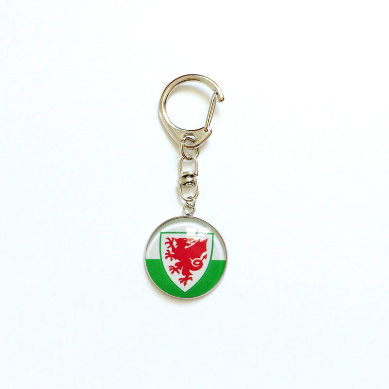 Sporty Round Stainless Steel Keychain National Football Team Souvenir Gift