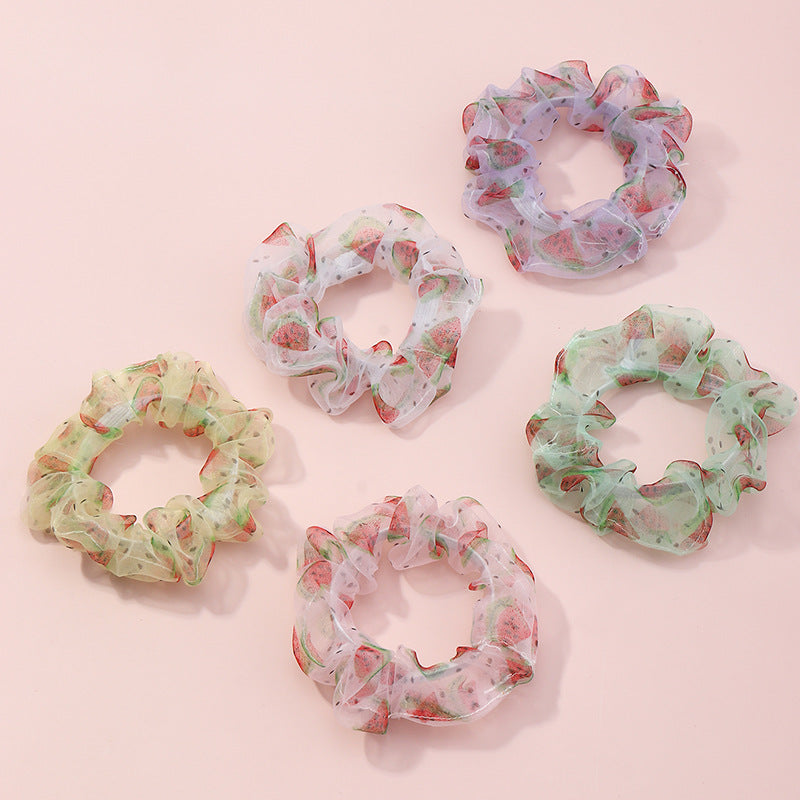 Coletero de tul con estampado de sandía dulce y fresca, con lazo estilo francés chic para niñas y niños