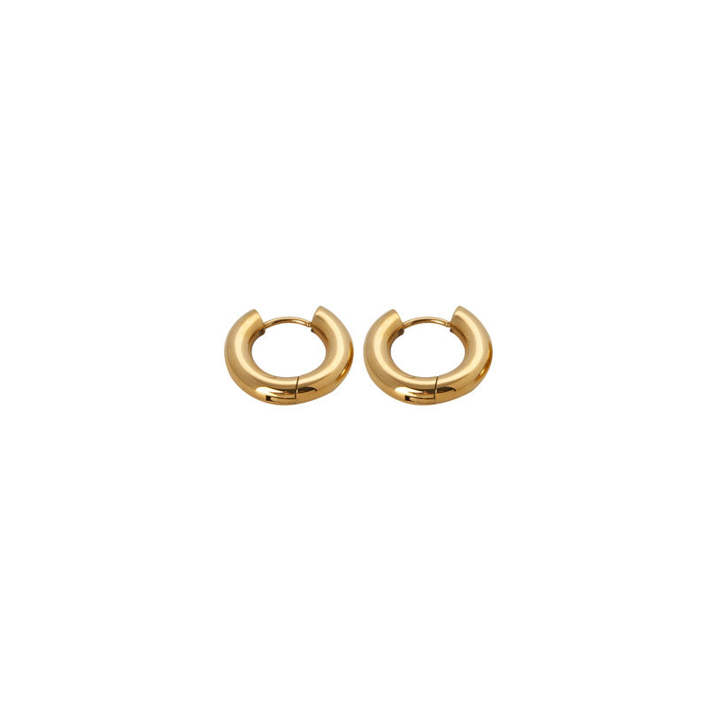 Pendientes de aro minimalistas en forma de U de acero de titanio chapado en oro de 18 quilates para hombres y mujeres