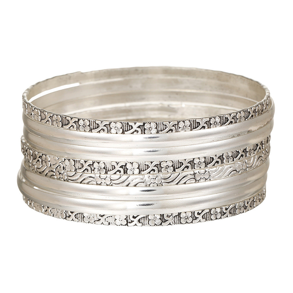 Vintage Punk Round Geometric Plated Iron Rope Chain Bracelet Ethnic Style for Women