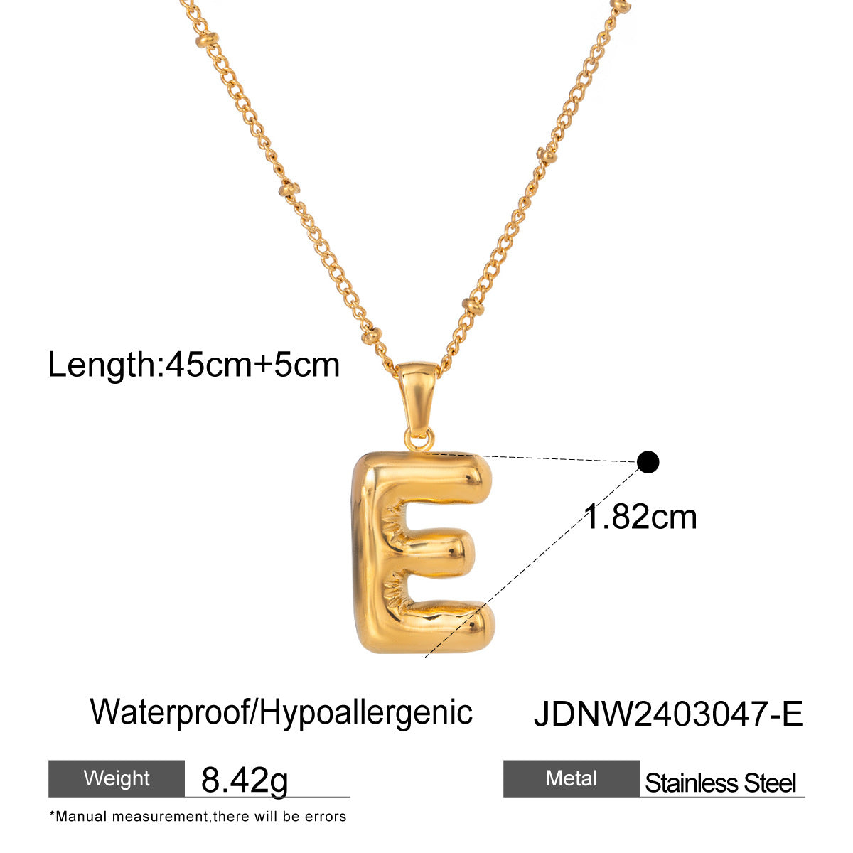 Minimalist Stainless Steel Letter Pendant Necklace Plated Titanium Steel Chain for Women