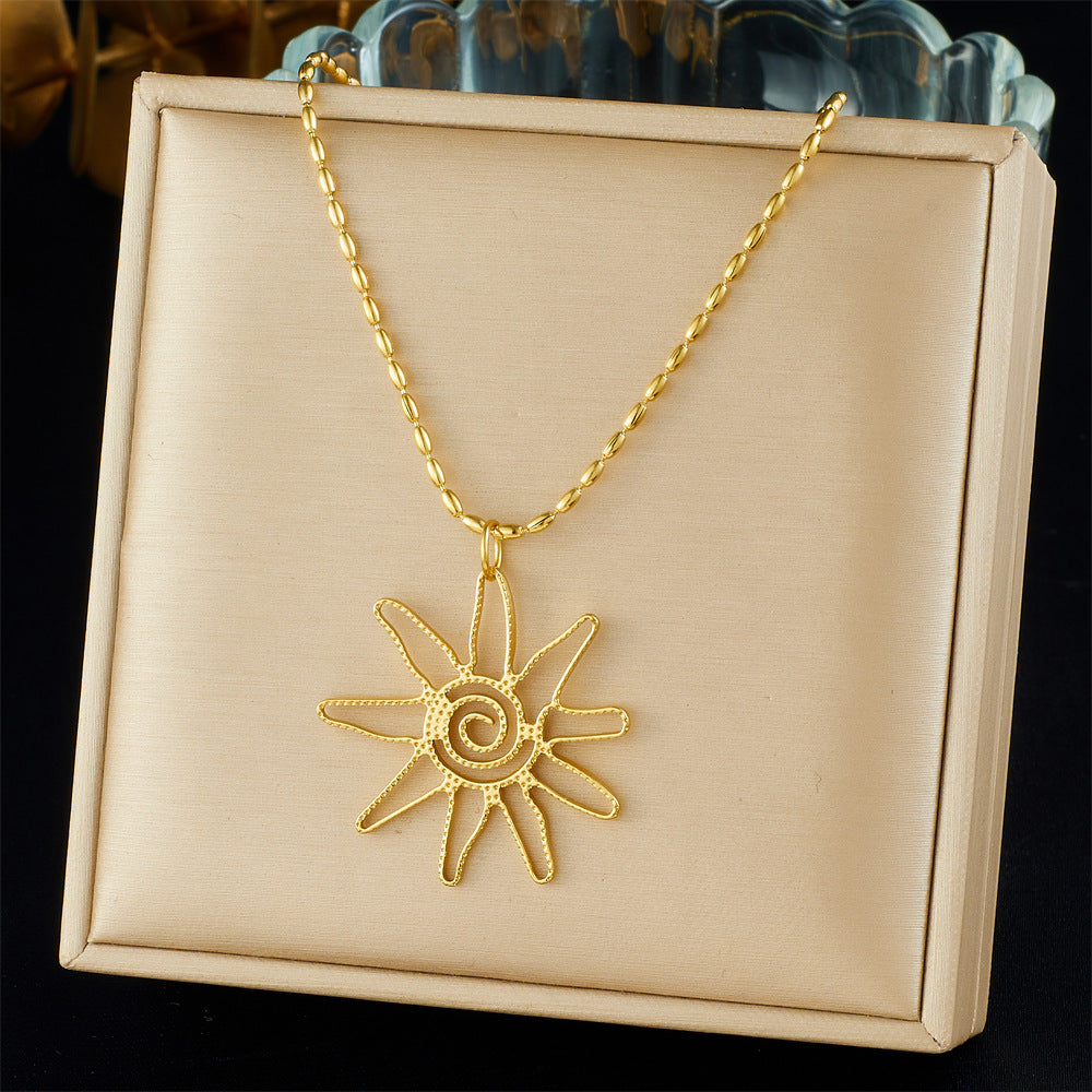 Vintage Gold Plated Stainless Steel Star Butterfly Animal Hollow Pendant Necklace for Women