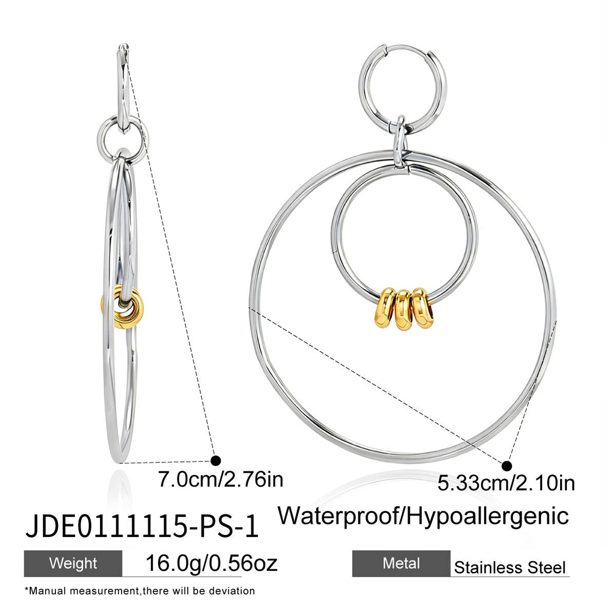 Minimalist Geometric Round Plated Stainless Steel Hoop Earrings for Women