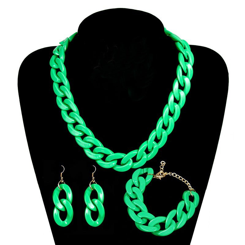 Minimalist Sweet Geometric Acrylic Pendant Necklace Set for Women