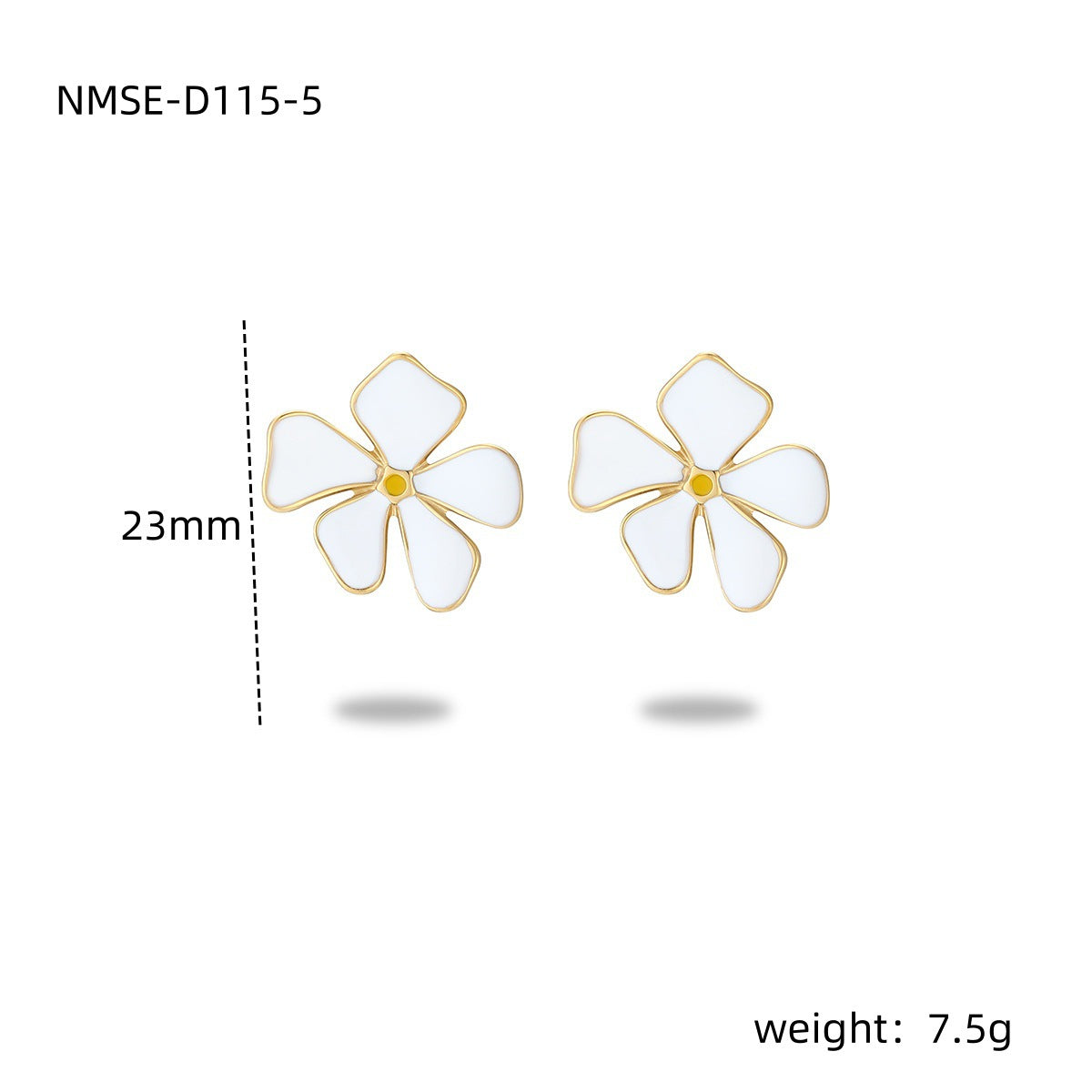 Pendientes de botón de esmalte de acero inoxidable con diseño floral dulce y minimalista para mujer