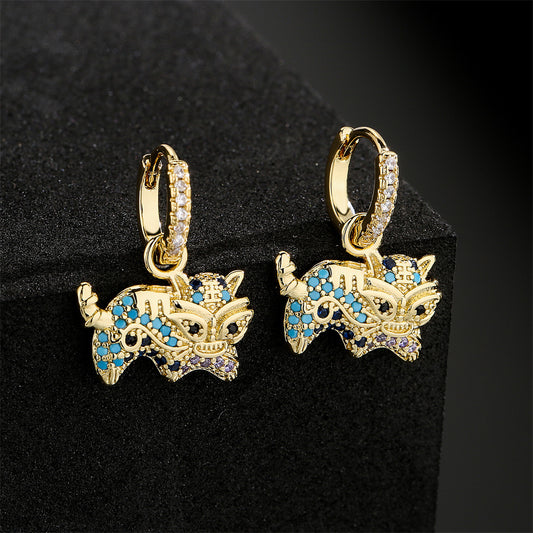 Pendientes Geométricos Minimalistas de Cobre con Circonitas Microengastadas y Baño de Oro de 18K para Mujer