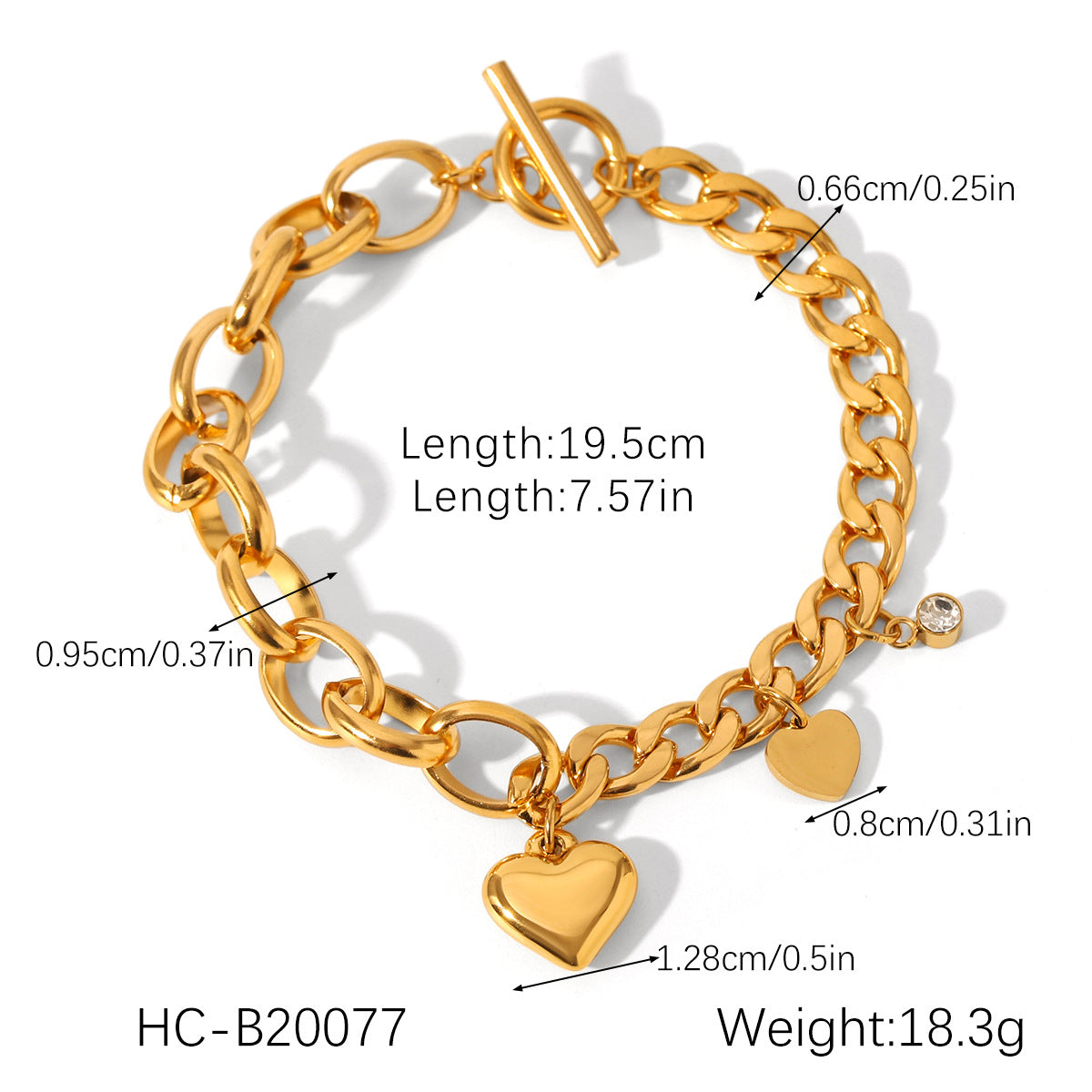 Bracciale Minimalista a Cuore in Acciaio Inossidabile con Dettagli Perla e Chiusura a Gancio per Donna