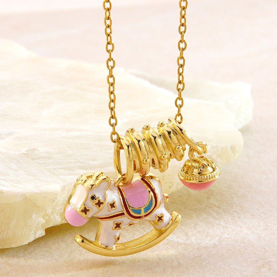Luxury Elegant Animal Stainless Steel Plated Rhinestone Pendant Necklace for Women