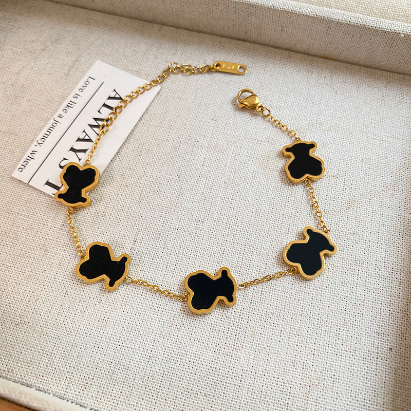 Gold Plated Titanium Steel Bear Bracelet Unisex