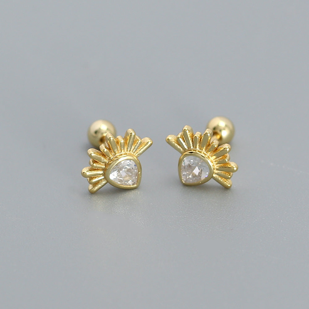 Manoette a filo passante minimaliste a forma di goccia in argento sterling S925 con intarsi di strass per donna