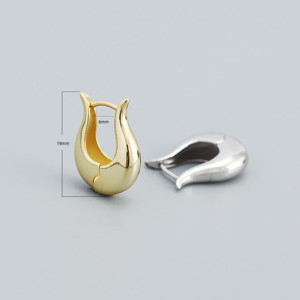 Minimalist Elegant 925 Sterling Silver Geometric Hoop Earrings