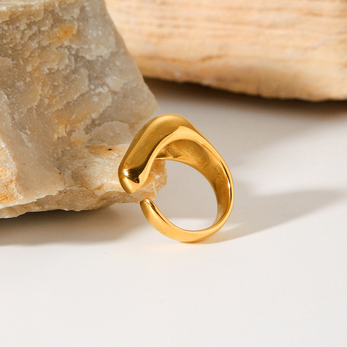 Anello Aperto Geometrico da Donna in Acciaio Inossidabile con Finitura Placcata Sottovuoto