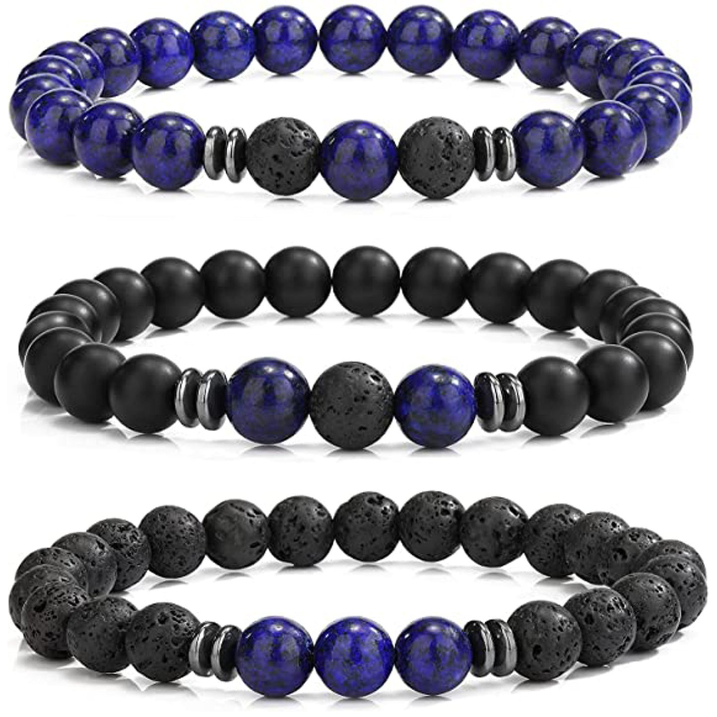 Minimalist Round Agate Geometric Bracelet Set Unisex