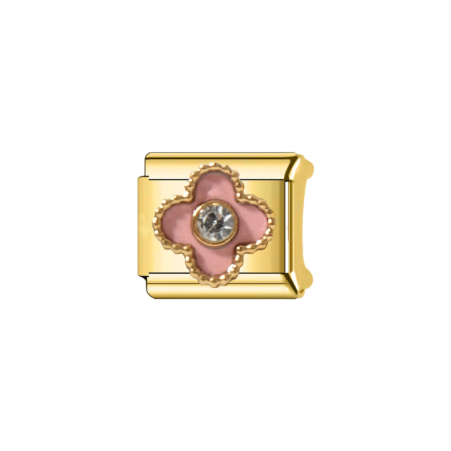 Bracciale modulare in acciaio inossidabile placcato con strass floreali dolci