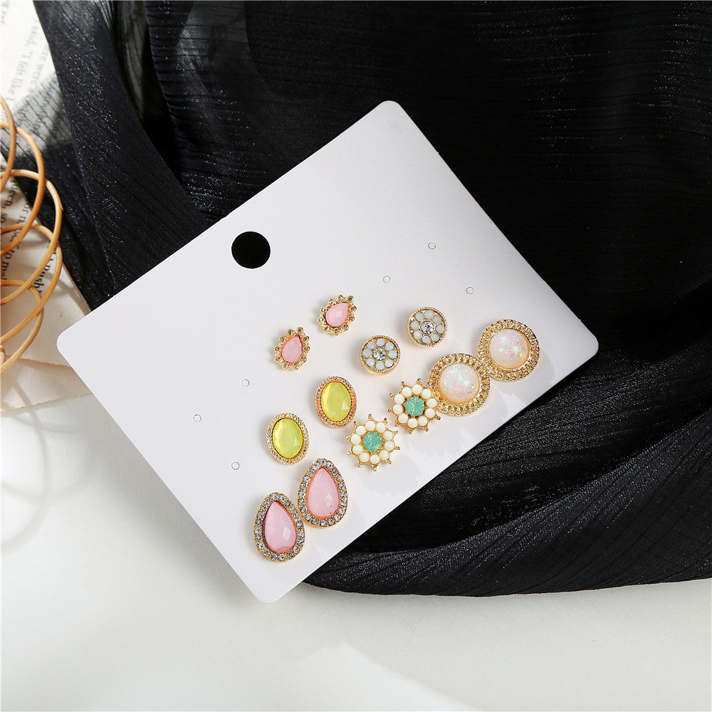 Minimalist Sweet Geometric Floral Gold Plated Stainless Steel Stud Earrings for Women
