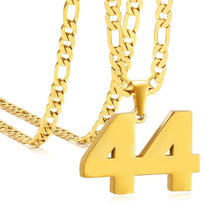 Minimalist Numeric Pendant Necklace for Men and Women Stainless Steel Chain with Polished Titanium Steel Charm