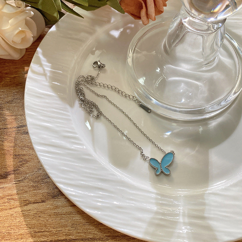 Casual Gold Plated Butterfly Titanium Steel Necklace
