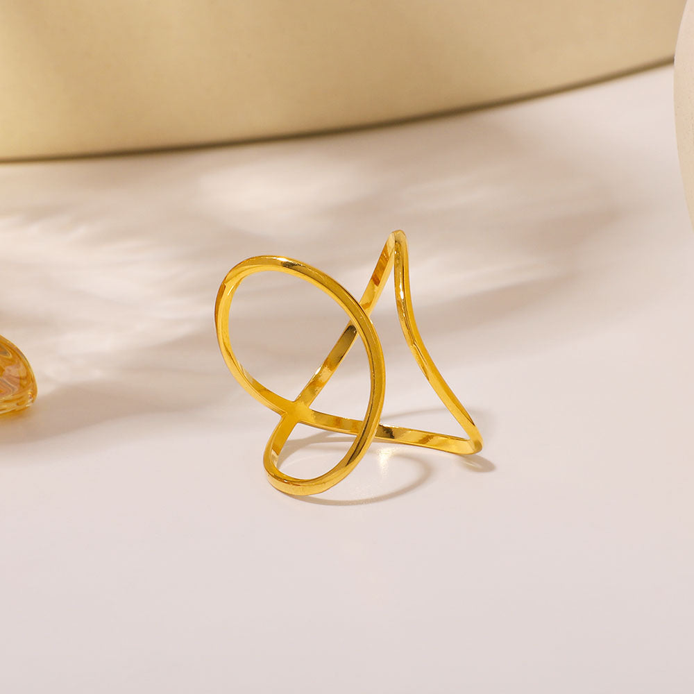 Minimalist Geometric Stainless Steel Open Ring with Polished Finish for Unisex Wear