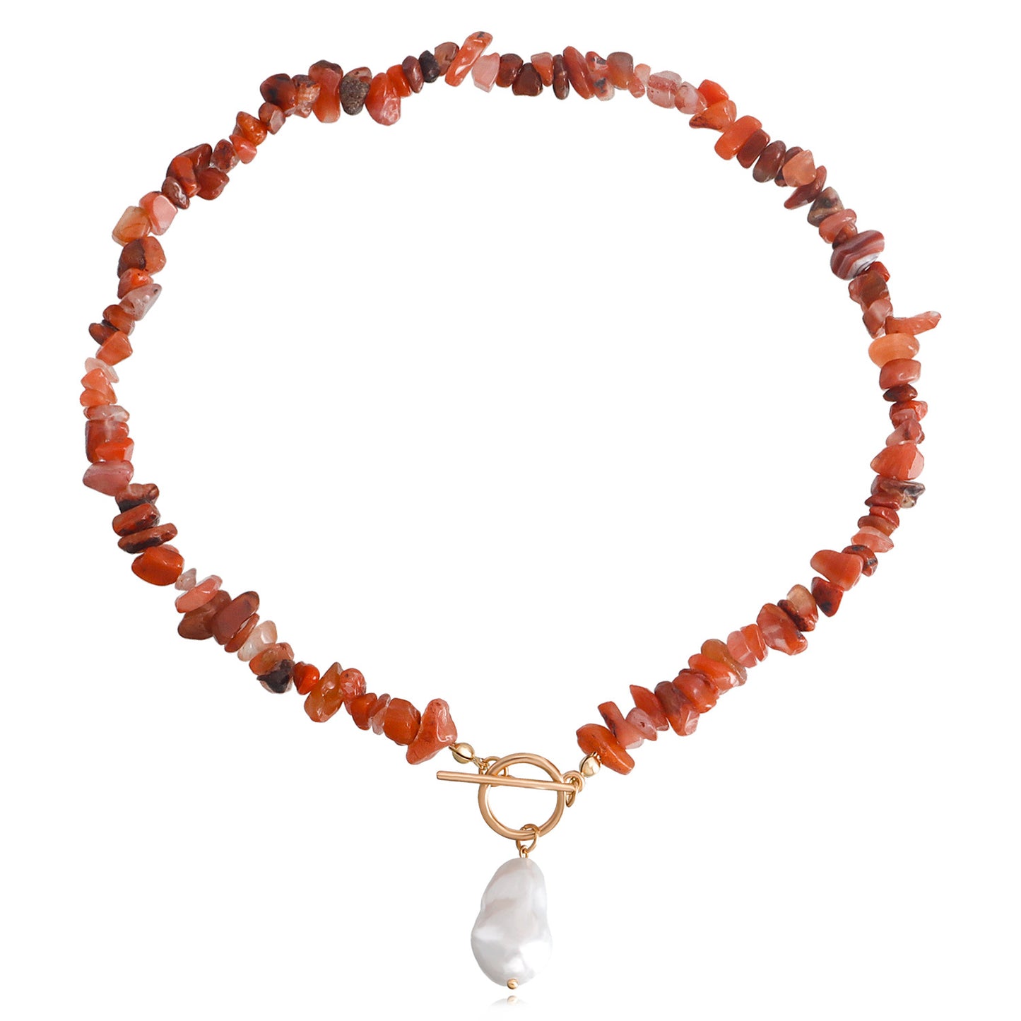 Minimalist Geometric Alloy Necklace with Pearl Accents and Turquoise Pendant for Women