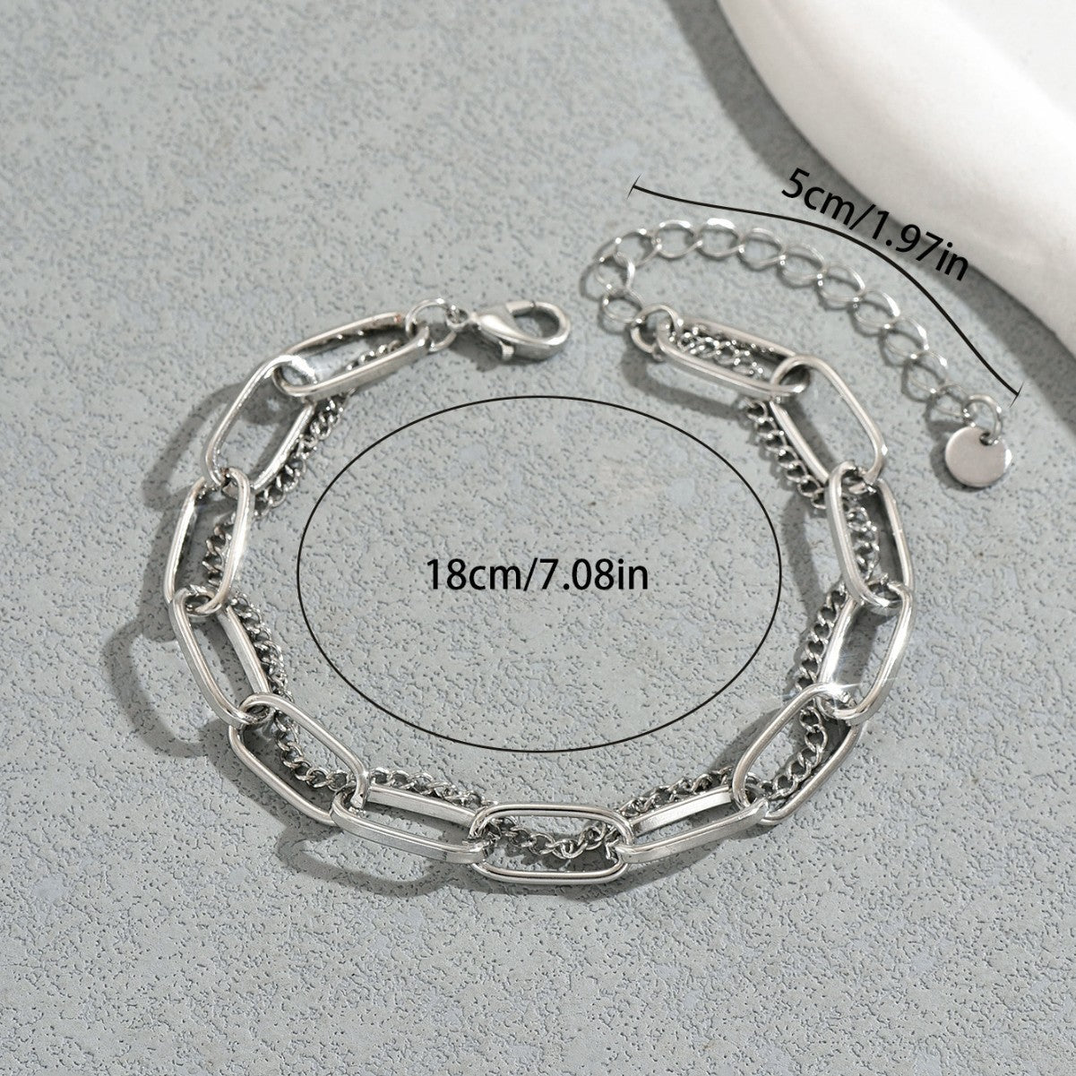 Bracciale da donna a doppio strato in lega di zinco geometrico minimalista con finitura placcata