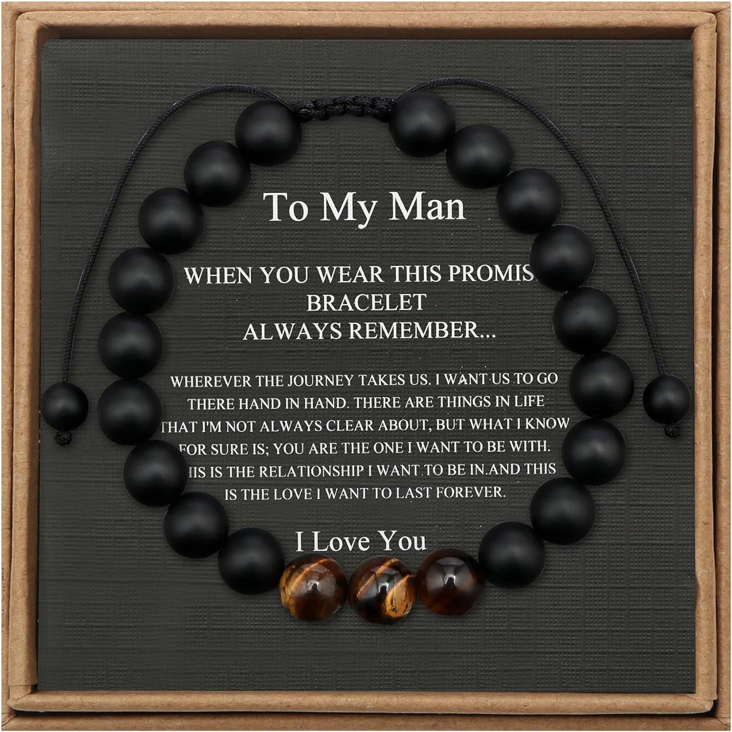 Men's Geometric Tiger's Eye Beaded Bracelet Adjustable Double Layer Handmade Gift
