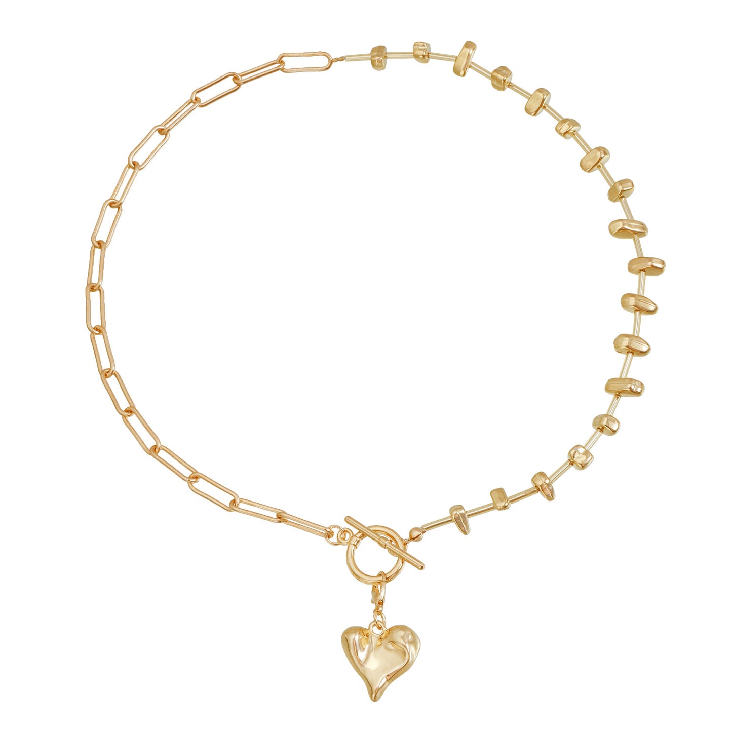 Collar vintage de aleación con forma de corazón, incrustaciones de piedra geométrica y acabado chapado para mujer