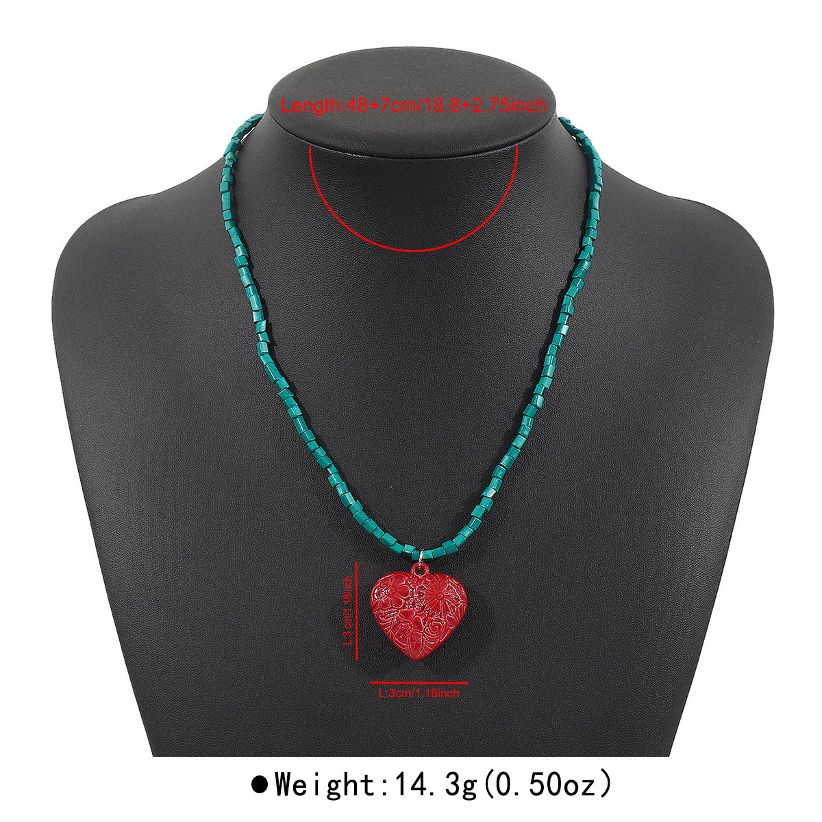 Collar de mujer estilo bohemio con cuentas en forma de corazón y estrella de mar, con esmalte y colgante de aleación en cadena estándar