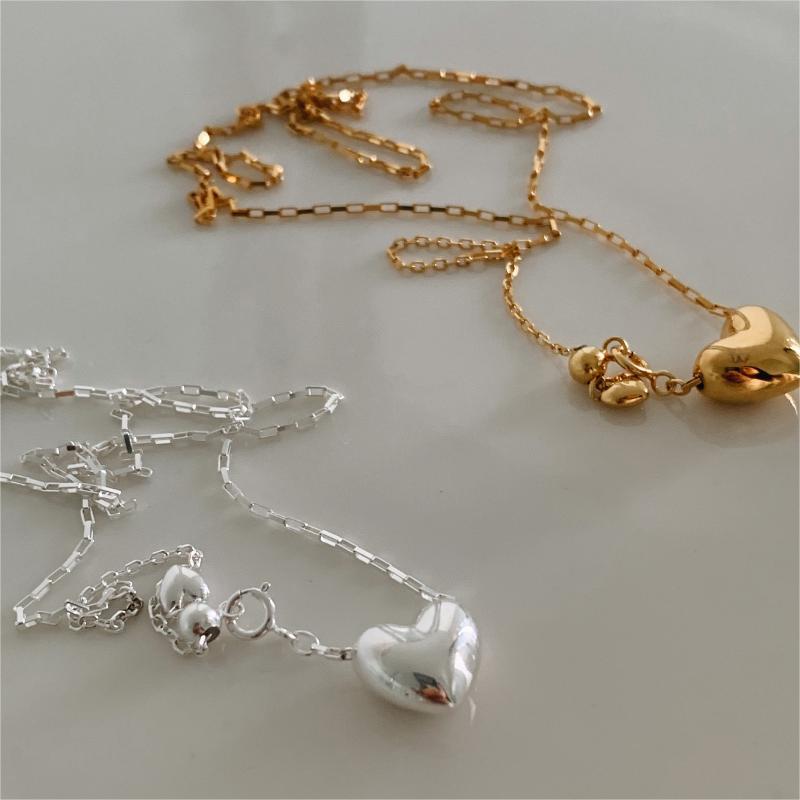 Minimalist Heart-Shaped 925 Sterling Silver Necklace with Rhodium Plating, Snake Chain, Floral Tulip Accent for Women