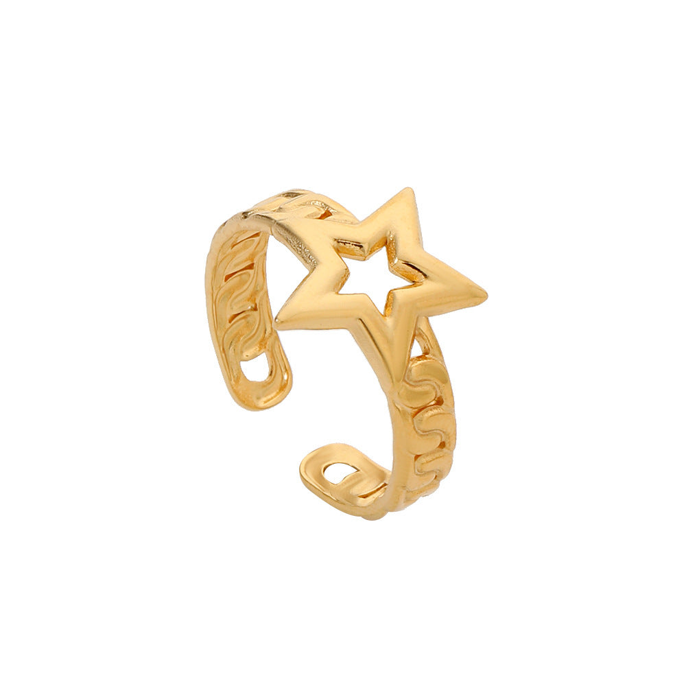 Geometric Plated Stainless Steel Ring Unisex