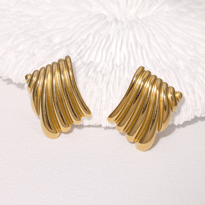 Orecchini geometrici minimalisti in acciaio inossidabile placcato oro da donna con design a linea pulita e forma quadrilatera