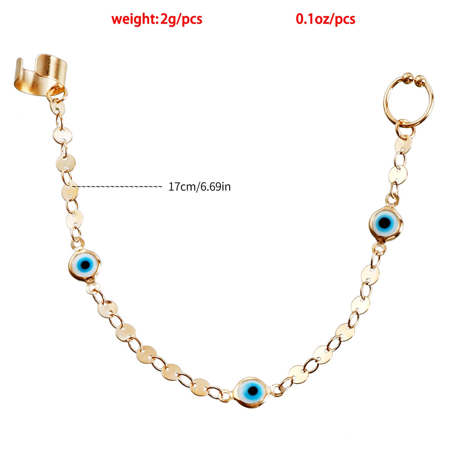 Minimalist Ethnic Geometric Evil Eye Plated Alloy Nose Chain for Unisex