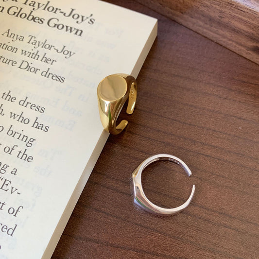 Anello geometrico placcato in argento sterling 925, stile minimalista e dolce