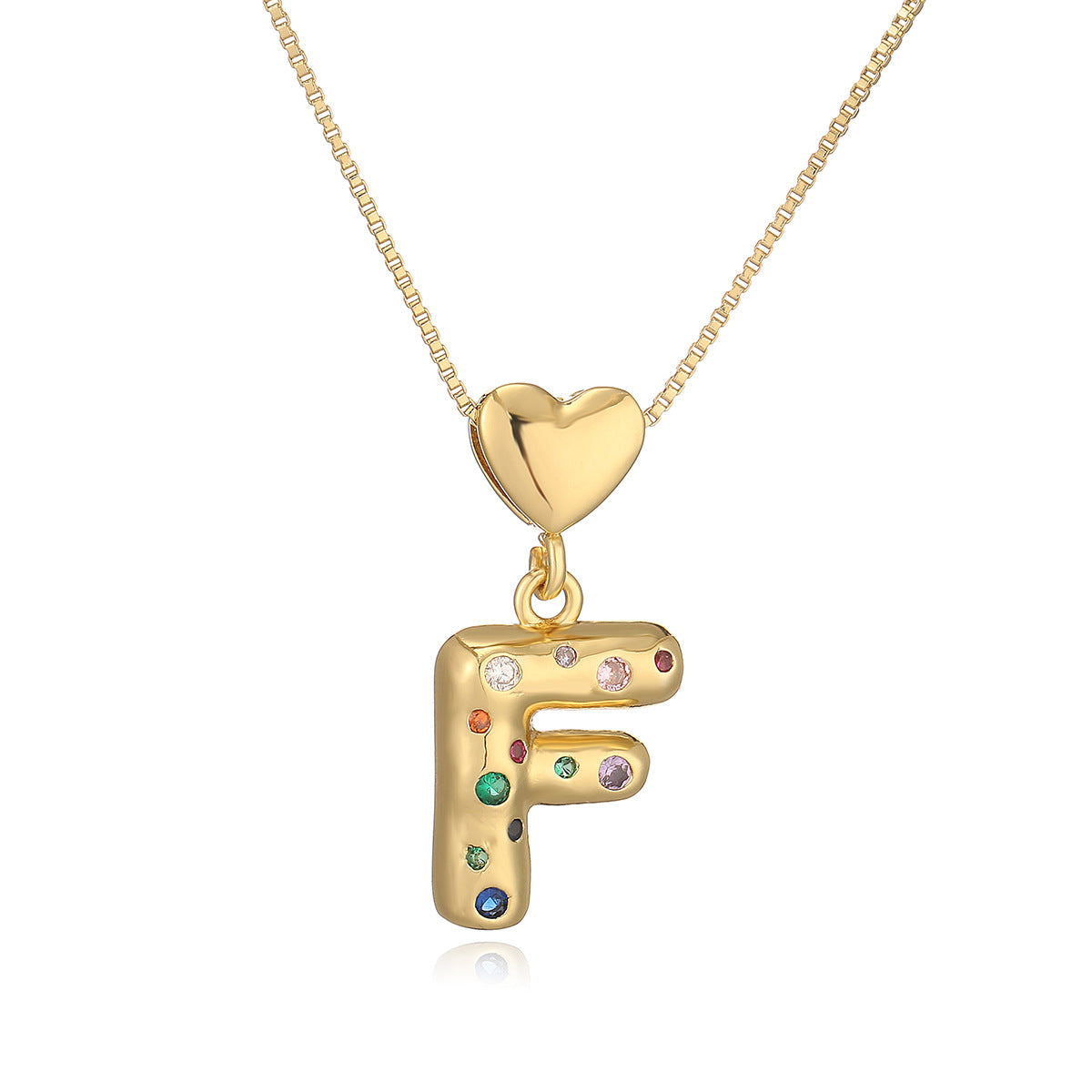 Collana Pendente Minimalista a Lettera in Rame Placcato Oro 18K con Intarsio di Zirconi per Donna