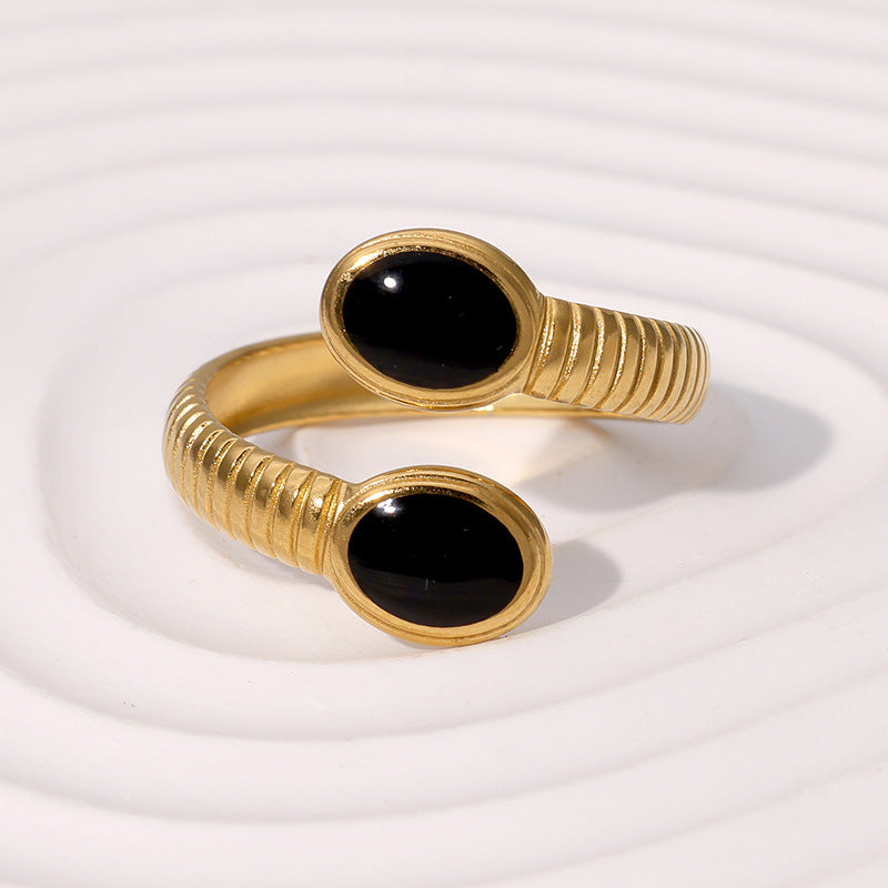 Minimalist Geometric Stainless Steel Ring with Gold Plating for Women Finger Ring
