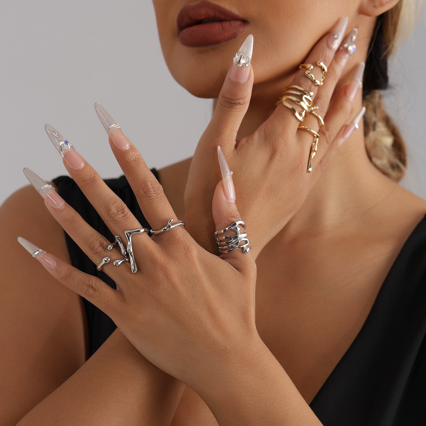 Fashion Geometric Plated Adjustable Open Ring for Women