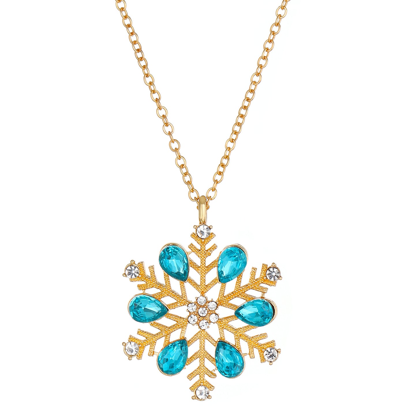 Collar de copo de nieve geométrico para mujer con incrustaciones de diamantes de imitación, cadena de aleación en estilo minimalista y moderno