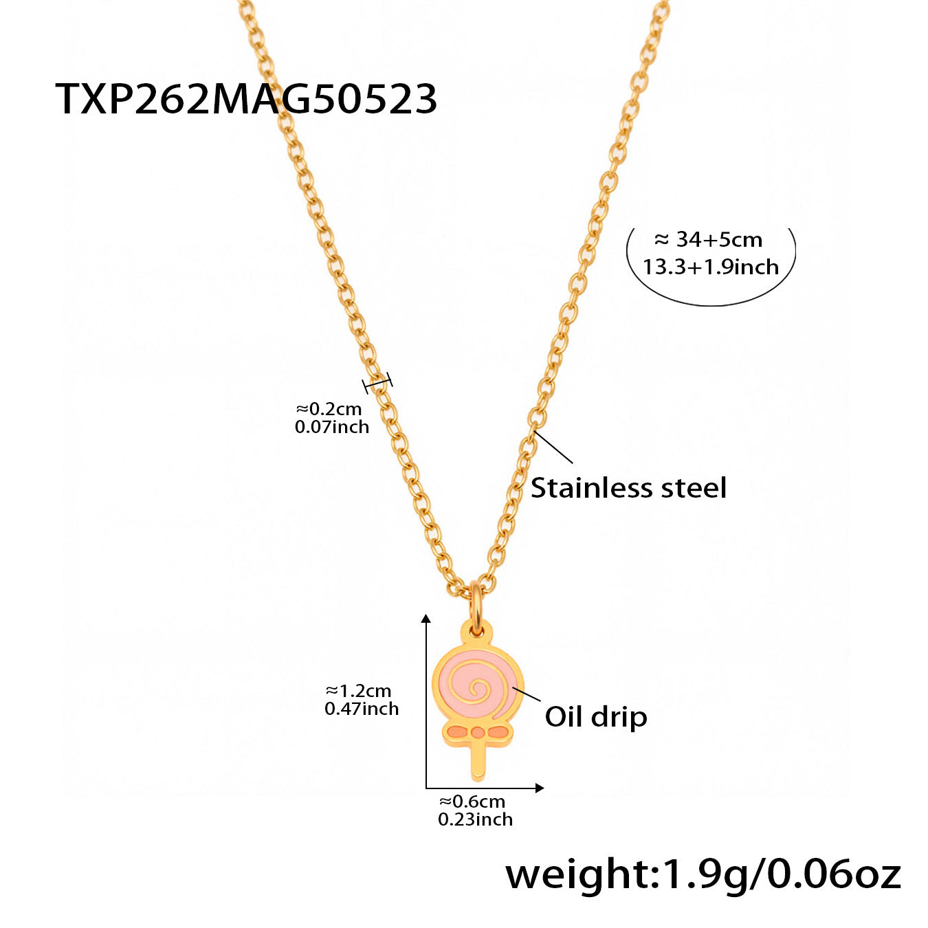 Conjunto de collar de moda con colgante de esmalte en forma de caramelo con cadena de acero inoxidable y dijes de acero de titanio para mujer