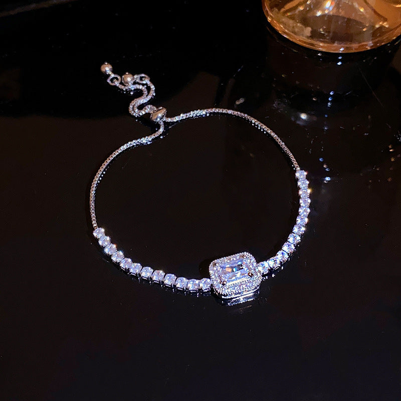 Luxury Elegant Geometric Floral Cubic Zirconia Inlay Bracelet for Women