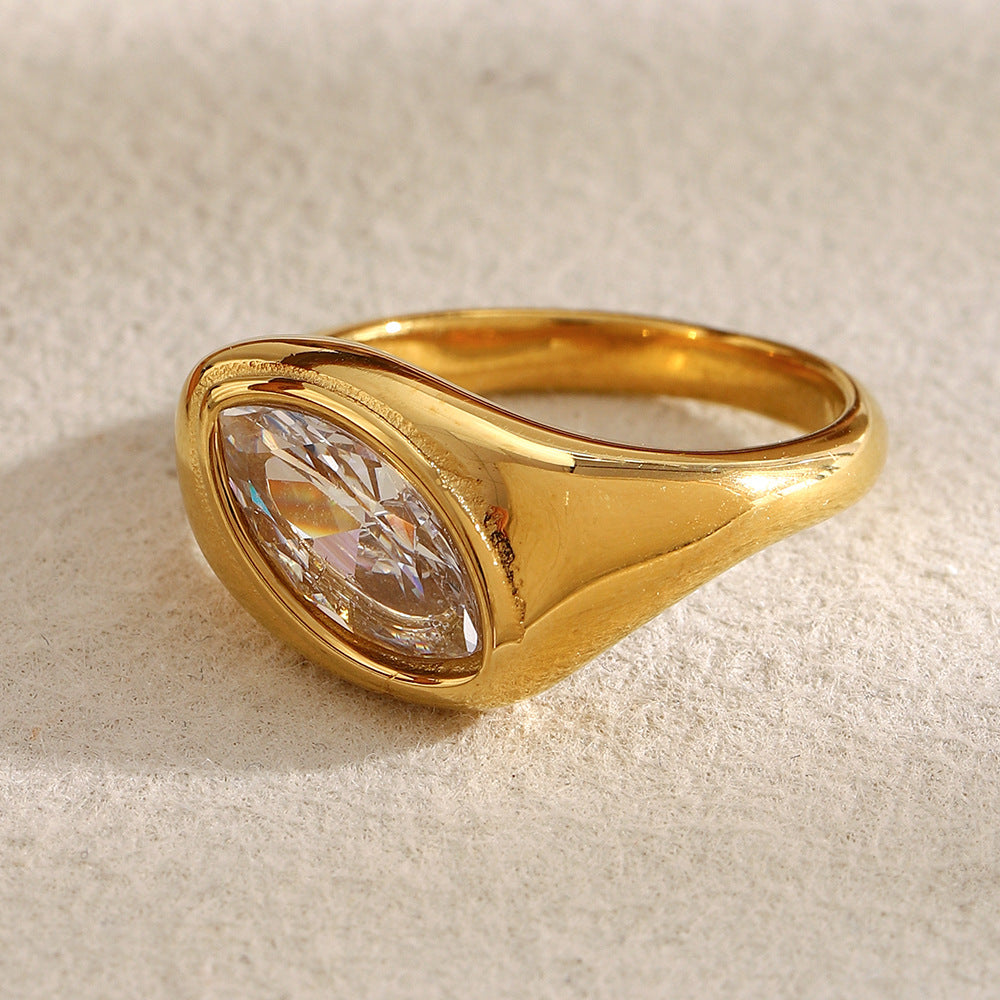 Anello geometrico da donna in acciaio inossidabile placcato oro 18 carati, ispirato al vintage, dal design alla moda casual e adatto all'ufficio
