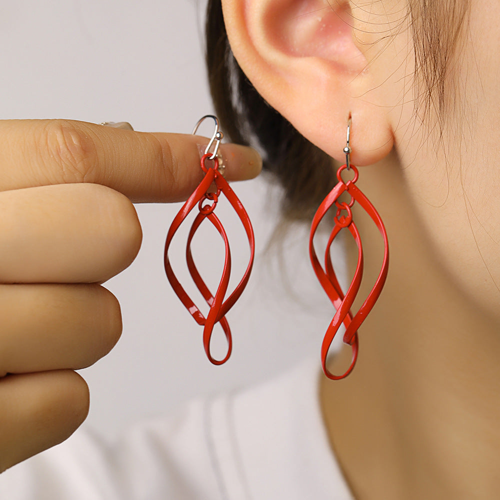 Minimalist Colorful Geometric Alloy Plated Drop Earrings for Women